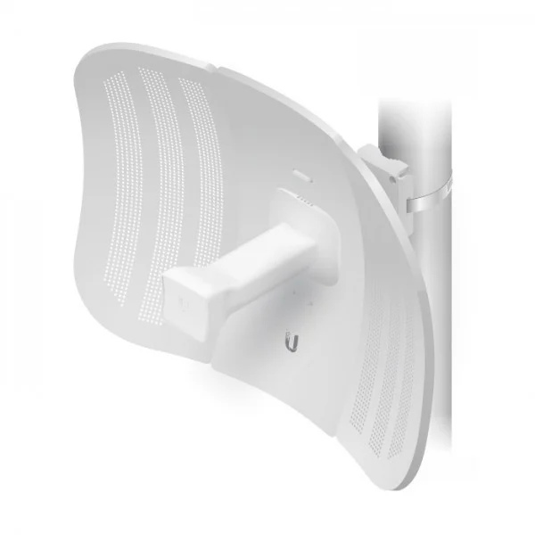 Ubiquiti LiteBeam M5 LBE-M5-23 side view with dish and mount