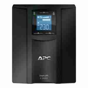 LCD control panel of APC SMC2000I showing power status