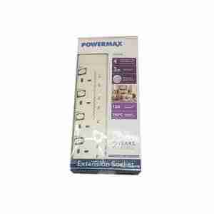Powermax 4-Way Socket Extension Cable - 3Meters - White 13A