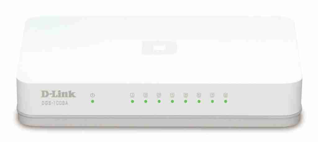 D-Link DGS-1008A 8-Port Gigabit Switch with LED Indicators β Front View