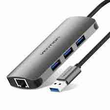 VENTION TYPE C TO 3 PORTS USB3.0 HUB WITH GIGABIT ETHERNET ADAPTER, PD CONVERTER