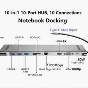 VENTION TYPE C TO MULTI-FUNCTION 10 IN 1 DOCKING STATION - VEN-THOHAH