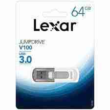 64GB Lexar® JumpDrive® V100 USB 3.0 Flash Drive, Global|LJDV100-64GABGY