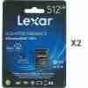 Lexar 512GB LSDMI512BB633A microSDXC Memory Card C10 U3 V30 A1 UHS-I 2pc Kit