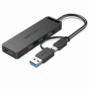 Vention 4-Port Usb 3.0 Hub With Type C & Usb 3.0 2-In-1 Interface 0.15 Meter VEN-CHTBB
