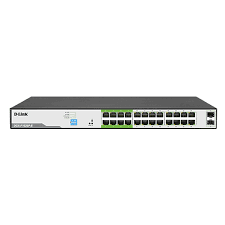 Front view of D-Link DGS-F1026P-E 24-Port PoE Switch