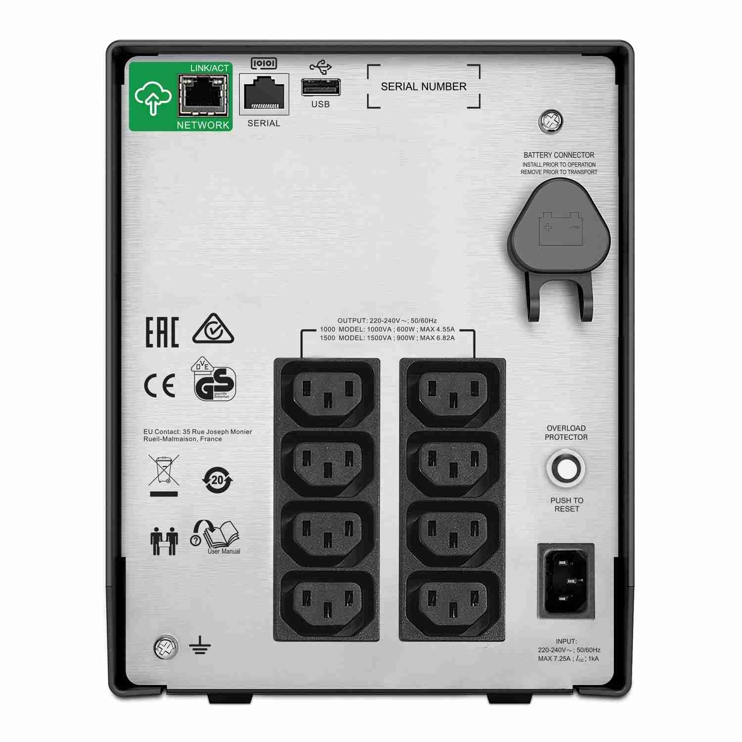 Back view of APC Smart UPS C 1000VA SMC1000IC with IEC ports