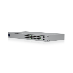 USW-24-POE switch with 24 Gigabit ports and Power over Ethernet support for seamless UniFi integration