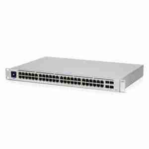 USW-48-PoE 48-port, (32) GbE, PoE+ RJ45 ports, (16) GbE RJ45 ports, (4) 1G SFP ports, 195W