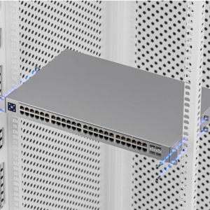 Front view of Ubiquiti USW-48-POE 48-Port Managed PoE+ Switch