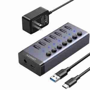 UGREEN 7-Port Powered USB 3.0 Hub UK Power adaptor - CM481