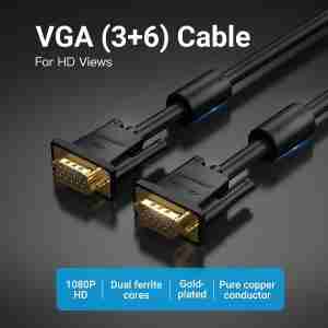 Vention VGA(3+6) Male to Male Cable with ferrite cores 20M Black