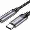 Vention USB-C Male to 3.5MM Earphone Jack With DAC Adapter 0.1M Gray Aluminum Alloy Type
