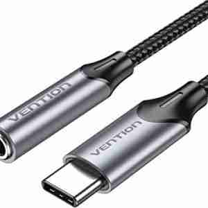 Vention USB-C Male to 3.5MM Earphone Jack With DAC Adapter 0.1M Gray Aluminum Alloy Type