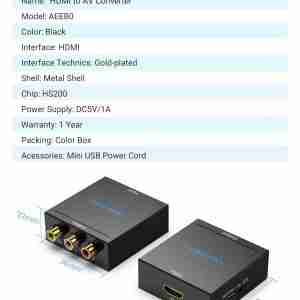 Vention HDMI to RCA Converter Black Metal Type - VEN AEEB0