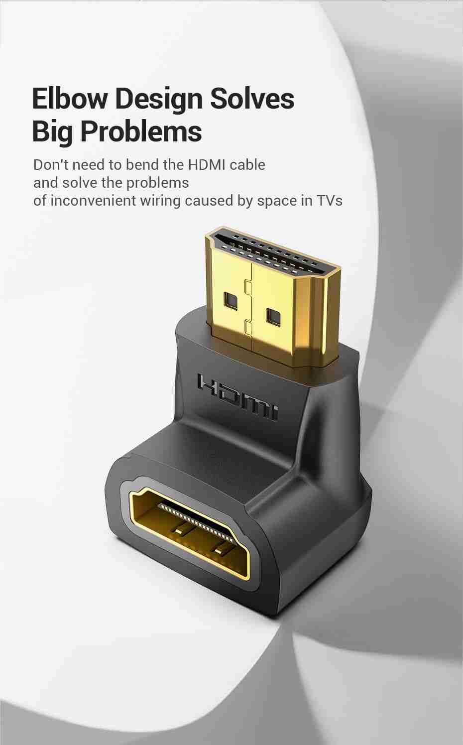 Vention HDMI 90 Degree Male to Female Adapter Black - VEN AIOB0
