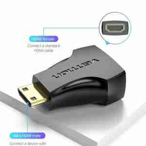 Vention Mini HDMI Male to HDMI Female Adapter Black - VEN AISB0