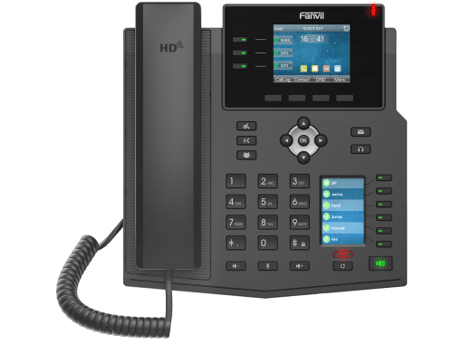 Fanvil X4U desk VoIP phone on adjustable stand for office use