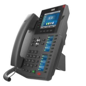Fanvil X6U on executive desk with Gigabit ports and Bluetooth headset