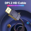 Close-up measurements of Vention DisplayPort male connector showing gold plating and structure