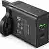 Vention Two-Port USB(A+A) Wall Charger (18W/18W) UK-Plug Black