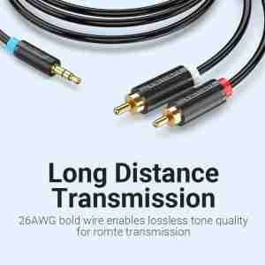 Vention 3.5MM Male to 2-Male RCA Adapter Cable 1.5M Black