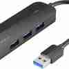 Vention 3-Port USB 3.0 Hub with Sound Card and Power Supply 0.15M Black