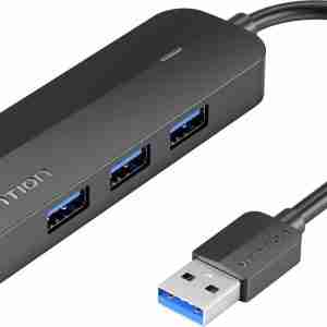 Vention 3-Port USB 3.0 Hub with Sound Card and Power Supply 0.15M Black