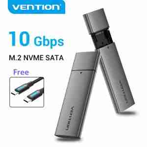 Vention M.2 NVMe SSD Enclosure (USB 3.1 Gen 2-C) Gray Aluminum Alloy Type