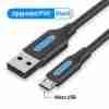 USB 2.0 A Male to Micro-B Male 3A Cable 2M Black - VEN COLBH