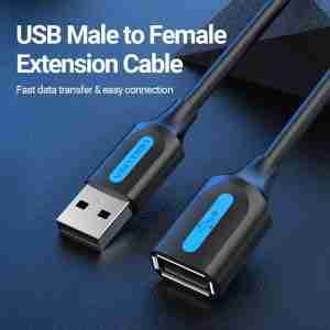 Vention USB 2.0 A Male to A Female Extension Cable 1.5M Black PVC Type