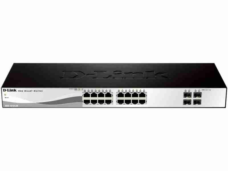 DLink DGS-1210-20 front view 20 port smart switch