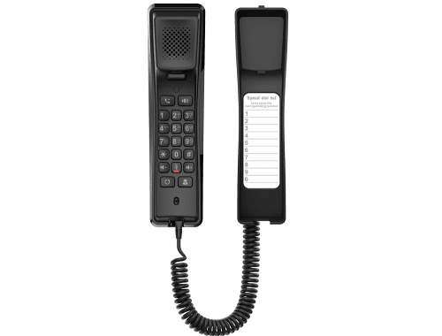 Fanvil H2 wall-mounted in hotel room β compact SIP phone for hospitality