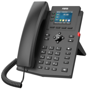 Fanvil X303P IP Phone setup on office desk in Kenya