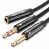 Vention BBTBY 2x3.5mm Male to 4 Pole3.55m Female Audio0.3M(Black)