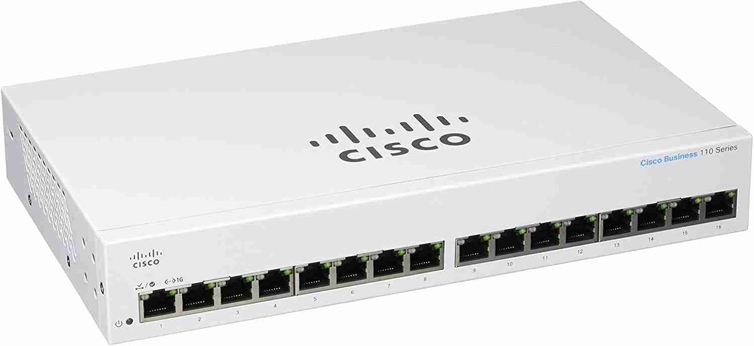 Plug-and-play Cisco 16-port non-PoE Gigabit switch for small businesses