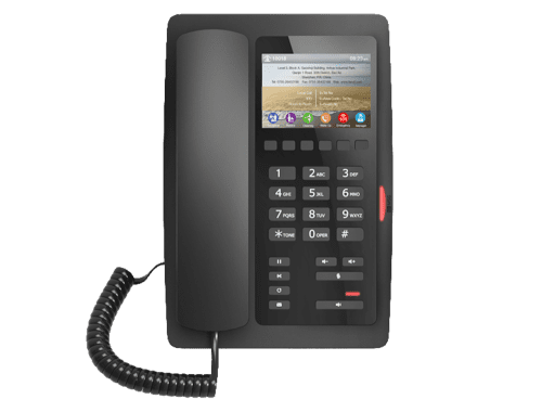 Fanvil H5 on hotel nightstand – SIP phone for guest rooms in Kenya