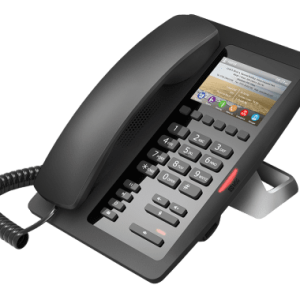 Fanvil H5 hotel IP phone front view – color display with hotel logo branding