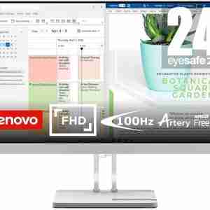 Lenovo L24e-40 23.8" FHD Monitor, Cloud Grey Color, Connectivity : 1 VGA, 1 HDMI 1.4 - 67AAKAC3UK