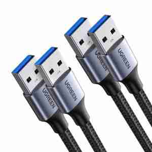 UGREEN USB-A Male to USB-A Male USB 3.0 Alu Case Braided Cable 2M Black - US373
