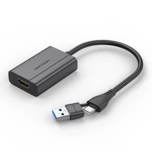 Vention USB-C + USB-A to HDMI Adapter 0.15M Gray Aluminium Alloy Type - ACYHB