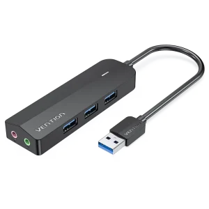 Vention CHIBB 3-Port USB3.0 Hub with Sound Card and Power Supply