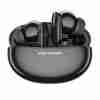 VENTION NBFB0 true wireless earbuds in their open USB-C charging case on a white background Close-up of the 10 mm dynamic driver visible through the transparent earbud shell Side view of the earbuds showing ergonomic silicone ear tips and aluminum-ABS housing Earbud connected to a smartphone via Bluetooth 5.3 with dual-device pairing on-screen IPX4 rating icon overlay on earbuds next to a splash of water VENTION earbuds next to charging case and USB-C cable on a wooden desk
