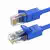 UGREEN Cat6 2m Ethernet cable coiled on white background Close-up of RJ45 connectors on UGREEN Cat6 black cable UGREEN NW102 2-meter LAN cable plugged into router Side view of UGREEN Cat6 UTP cable showing thickness and build UGREEN 2m Ethernet cable in packaging Ethernet cable connected between a laptop and modem