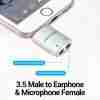Vention 3.5mm male to dual female audio splitter close-up view" "Vention VEN-BDAW0 headphone adapter connected to a smartphone" "Dual headphone jack splitter by Vention on a white background" "Compact 3.5mm audio splitter for shared headphone use" "Vention audio converter for mobile, laptop, and tablet use" "Black 4-pole 3.5mm splitter with durable ABS build"