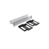 Mercury Envy Series rail kit mounted in a standard 19-inch server rack Close-up of the adjustable sliding rails for 1–10 kVA UPS units Heavy-duty metal rail components laid out on a white background Side view showing rail kit depth adjustment for different rack sizes Installed rail kit with a Mercury Envy UPS partially slid into the rack Assembly diagram of Mercury Envy Series rack-mount rail kit components