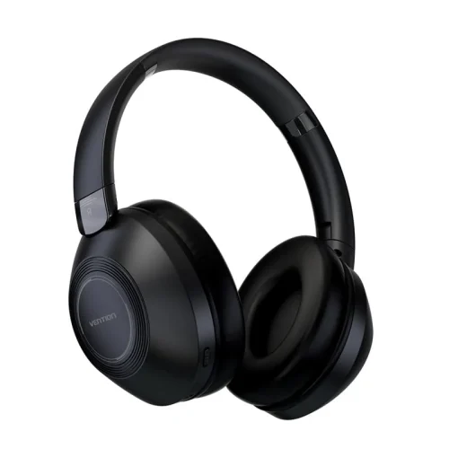 Vention SoundMate NBBB0 wireless headphones front view Side angle of Vention on-ear Bluetooth headphones Vention SoundMate NBBB0 with soft ear cushions Built-in control buttons on Vention wireless headphones Vention headphones charging via USB cable Lifestyle image of Vention headphones in use with mobile device