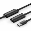 Vention CBMBJ 5M USB 3.0 active extension cable front view USB Type-A male to female cable black color 5 meters Signal boosting chipset close-up on Vention CBMBJ cable Vention USB 3.0 extension plugged into laptop and external device Coiled view of 5-meter Vention USB cable with reinforced ends Vention CBMBJ cable packaging with cable layout shown