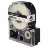 Compatible Epson SS9KW 9mm label tape black on white 9mm label roll installed in Epson LW-400 printer White tape with black text applied to storage box Epson compatible tape packaging for SS9KW 8m 9mm label tape roll for Epson LabelWorks printers Close-up of SS9KW label on cable or file folder