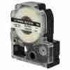 Compatible Epson SS12KW 12mm black on white label tape roll Laminated Epson label tape applied to network cable Epson LW-400 printer with SS12KW label tape installed Waterproof label printed with Epson compatible tape Close-up of Epson 12mm tape with black on white print Industrial tool labeled using Epson SS12KW tape